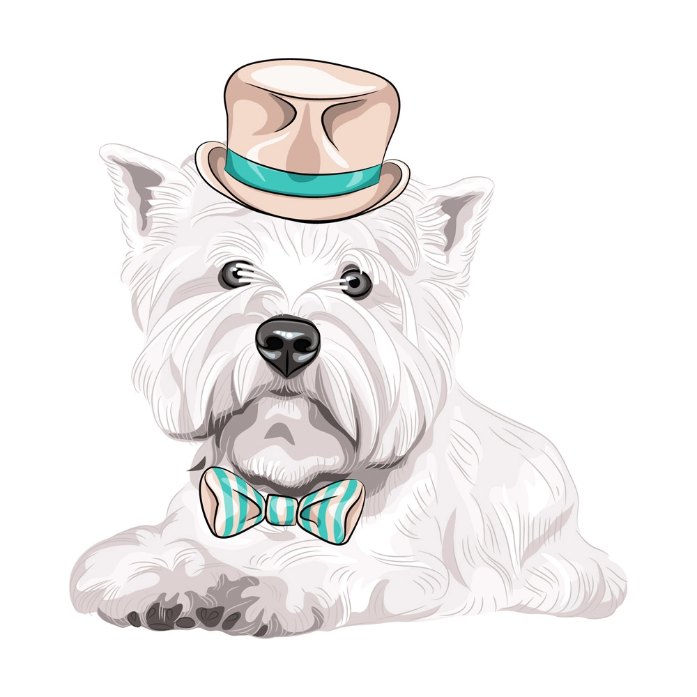 Πίνακας σε καμβά WEST HIGHLAND WHITE TERRIER HIPSTER