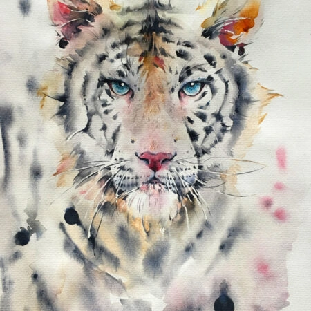 Πινακας σε καμβά WHITE TIGER WATERCOLOR - Ζωα Sticky 4