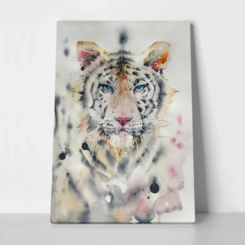 Πινακας σε καμβά WHITE TIGER WATERCOLOR