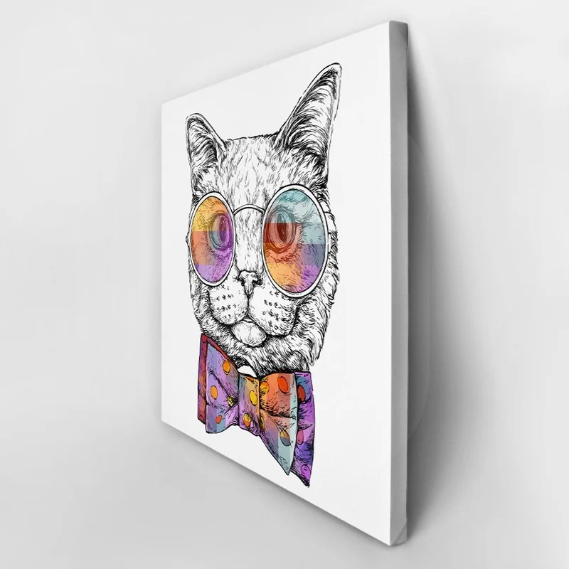 Πίνακας σε καμβά CAT PORTRAIT IN GLASSES