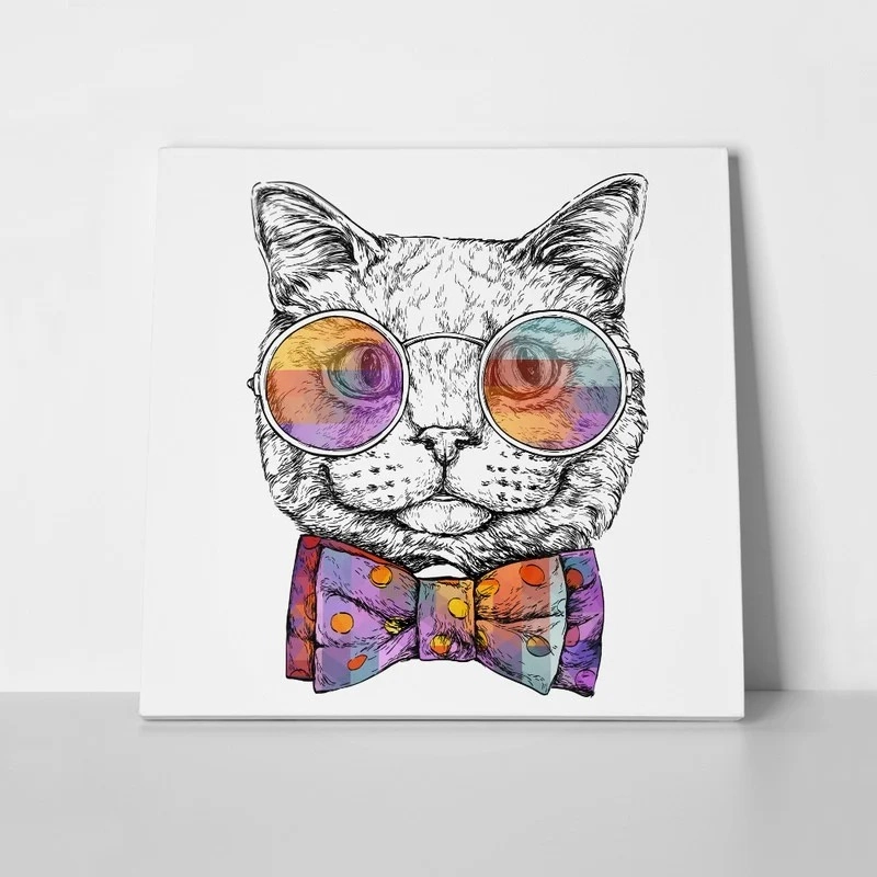 Πίνακας σε καμβά CAT PORTRAIT IN GLASSES