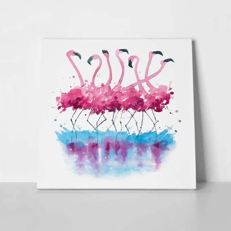 Πίνακας σε καμβά FLAMINGOS WATERCOLOR PAINTING