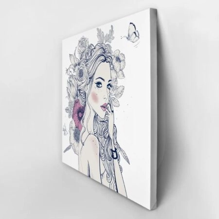 Πίνακας σε καμβά PORTRAIT YOUNG BEAUTIFUL WOMAN FLOWERS - Πορτραιτα και Φιγουρες Sticky 2
