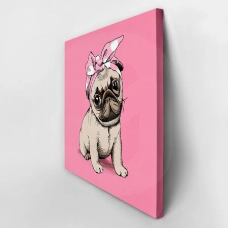 Πίνακας σε καμβά PUPPY PUG HEADBAND - Σκυλοι Sticky 2