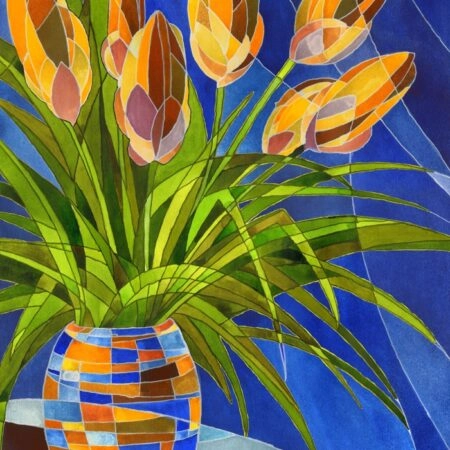 Πινακας σε καμβά ABSTRACT DECORATIVE YELLOW FLOWERS - Μπουκετα Λουλουδιων Sticky 5