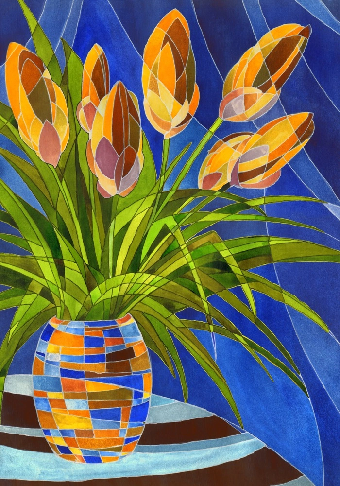 Πινακας σε καμβά ABSTRACT DECORATIVE YELLOW FLOWERS