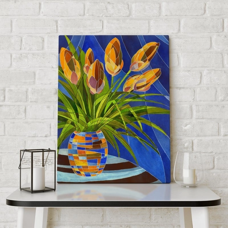 Πινακας σε καμβά ABSTRACT DECORATIVE YELLOW FLOWERS