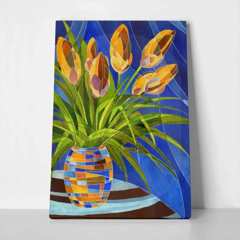 Πινακας σε καμβά ABSTRACT DECORATIVE YELLOW FLOWERS