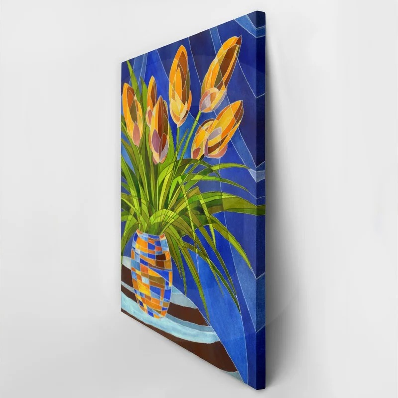 Πινακας σε καμβά ABSTRACT DECORATIVE YELLOW FLOWERS