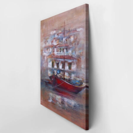 Πινακας σε καμβά BOATS ON ISLAND HARBOUR - Πλωτα Sticky 2