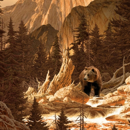 Πινακας σε καμβά BROWN BEAR ROCKY MOUNTAINS - Αρκουδες Sticky 4