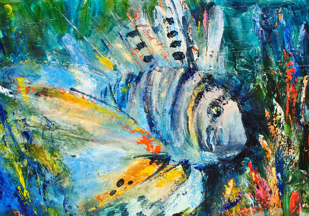 Πινακας σε καμβά LION FISH ZEBRA STRIPED ART