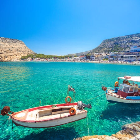 Πινακας σε καμβά MATALA BEACH FISHING BOATS - Παραλιες Sticky 4