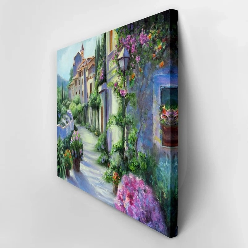 Πινακας σε καμβά OIL PAINTING HYDRANGEA FLOWER STREET