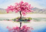 Πινακας σε καμβά ORIENTAL CHERRY TREE