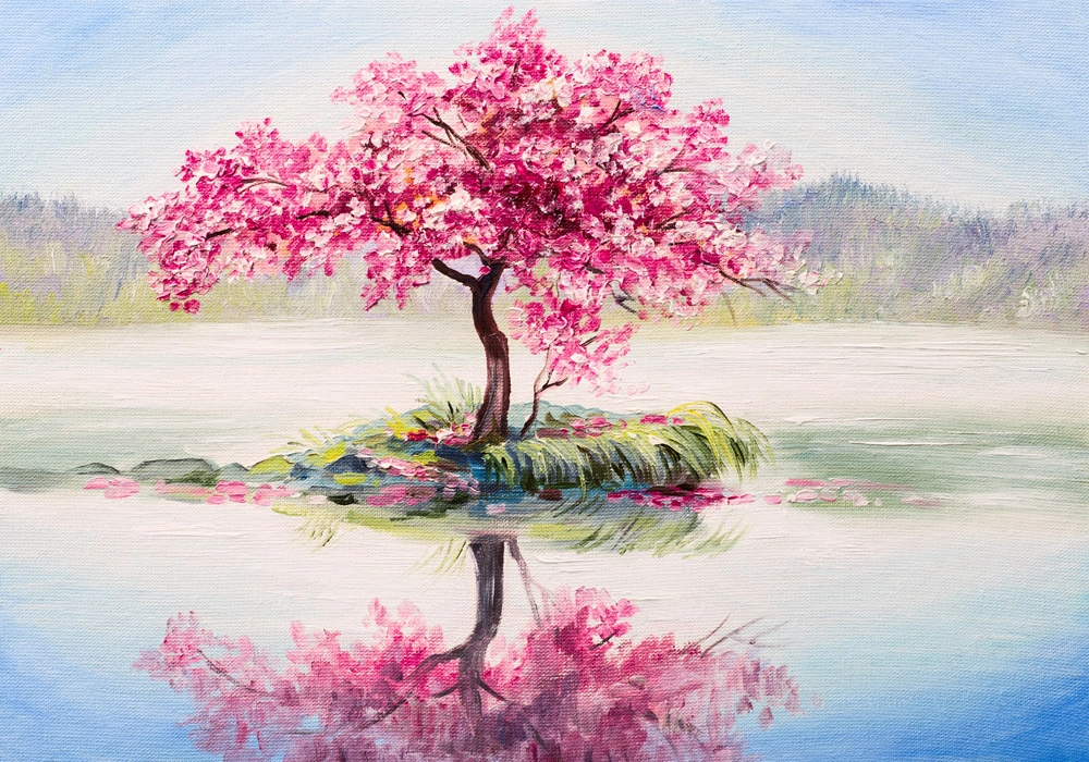 Πινακας σε καμβά ORIENTAL CHERRY TREE
