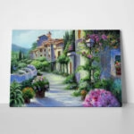Πινακας σε καμβά OIL PAINTING HYDRANGEA FLOWER STREET