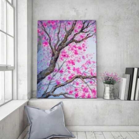Πινακας σε καμβά PINK FLOWERY ORCHARD YARD