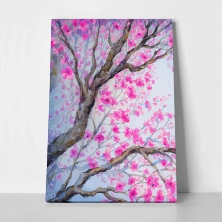 Πινακας σε καμβά PINK FLOWERY ORCHARD YARD - Ανθη Δεντρων Sticky 1