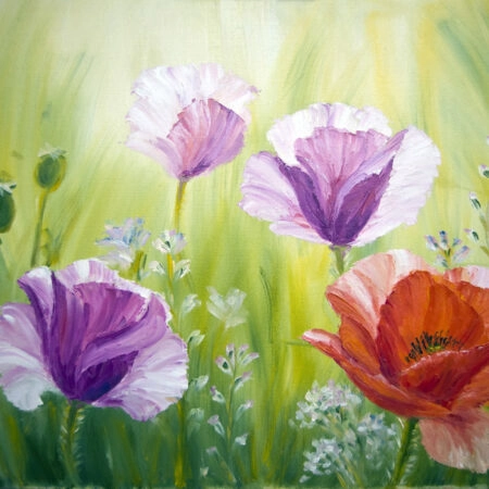 Πινακας σε καμβά POPPIES IN THE MORNING - Παπαρουνες Sticky 4