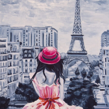 Πινακας σε καμβά ROMANTIC LADY IN PARIS - Παρισι Sticky 4