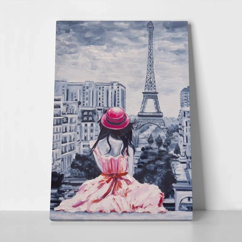 Πινακας σε καμβά ROMANTIC LADY IN PARIS