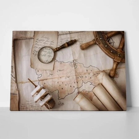 Πινακας σε καμβά STILL LIFE VINTAGE MAP