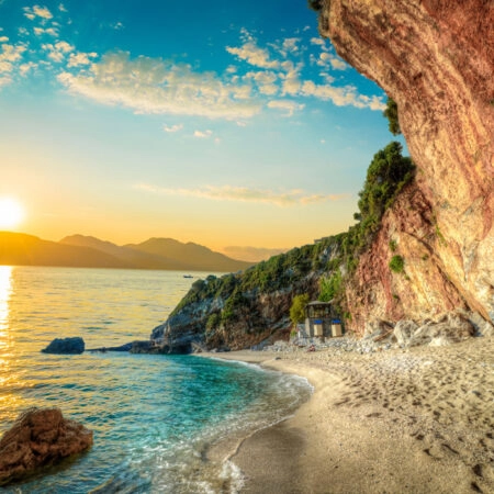 Πινακας σε καμβά SUNRISE IN CORFU - Παραλιες Sticky 4