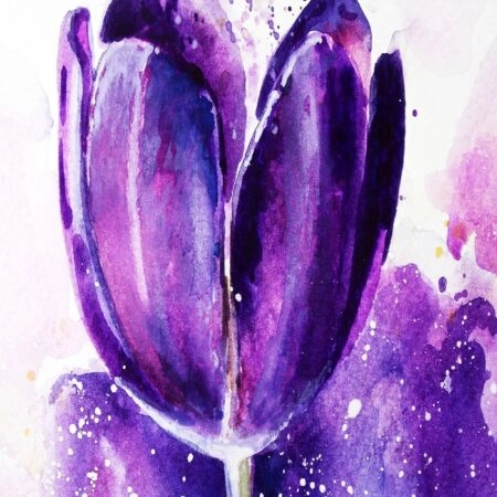 Πινακας σε καμβά TULIPS WATERCOLOR PURPLE - Τουλιπες Sticky 4