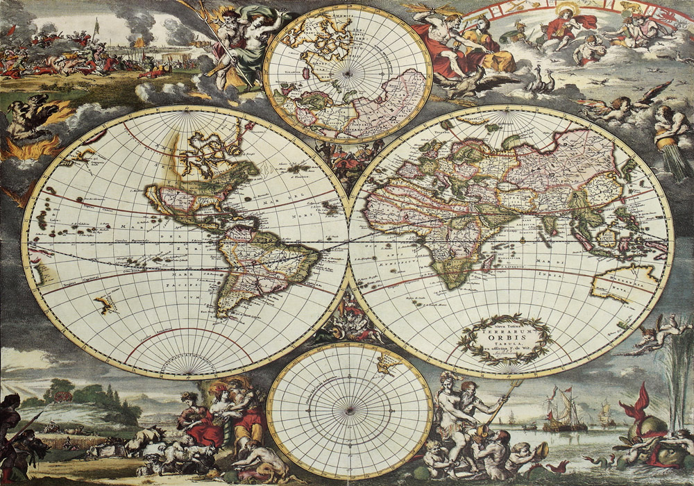 Πινακας σε καμβά WORLD HEMISPHERES 1668