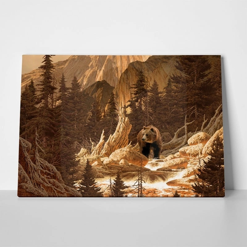 Πινακας σε καμβά BROWN BEAR ROCKY MOUNTAINS