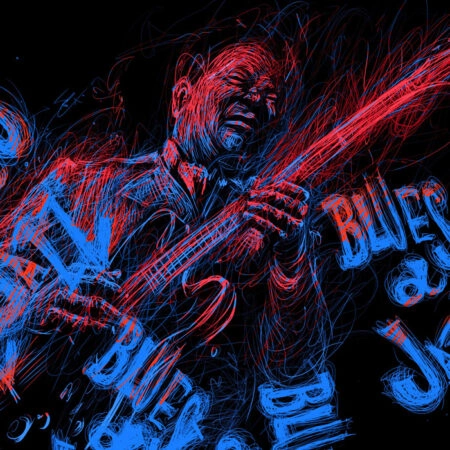 Πινακας σε καμβά BLUES JAZZ MUSICIAN GUITAR - Κιθαρα Sticky 4