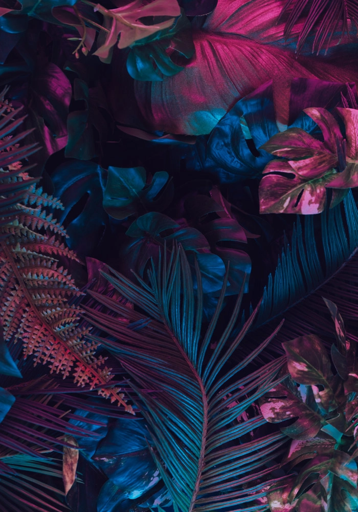Πινακας σε καμβά FLUROSCENT PALM LEAVES