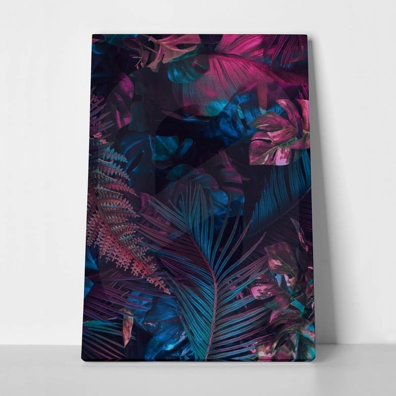 Πινακας σε καμβά FLUROSCENT PALM LEAVES