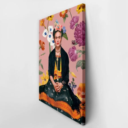 Πινακας σε καμβά FRIDA KAHLO ON PINK FLORAL - Frida Kahlo Sticky 3