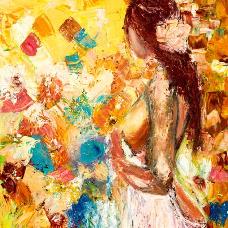 Πινακας σε καμβά NAKED WOMAN WITH FLOWER - Αφηρημενα και Abstract Sticky 4