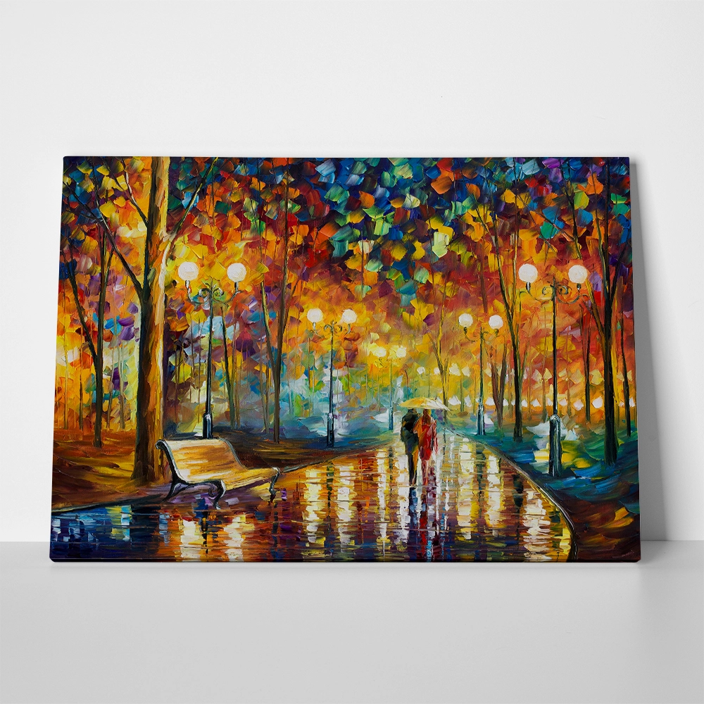 Πινακας σε καμβά NIGHT PARK RAIN