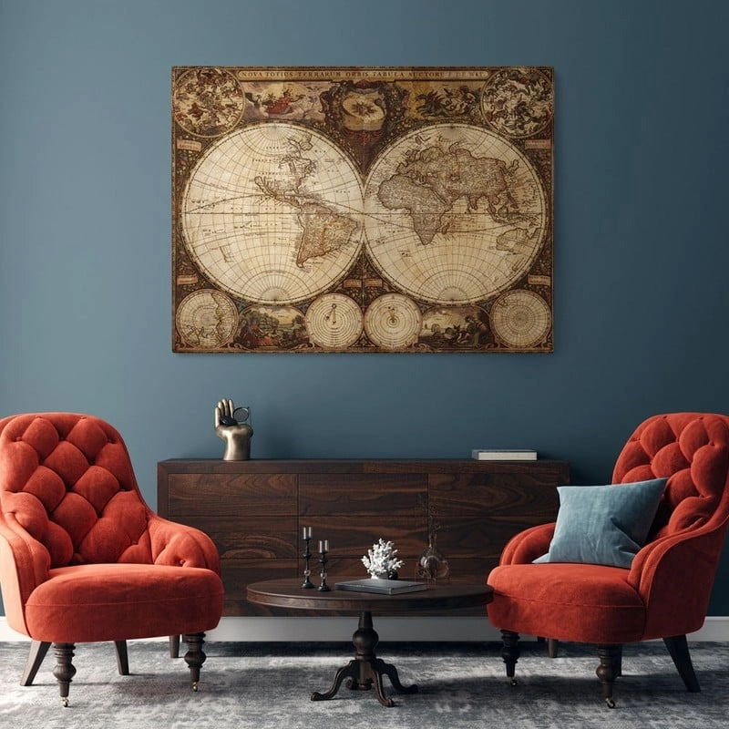 Πινακας σε καμβά OLD WORLD ATLAS