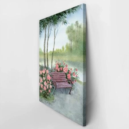 Πινακας σε καμβά PEONIES NEAR PARK BENCH - Παιωνιες Sticky 2