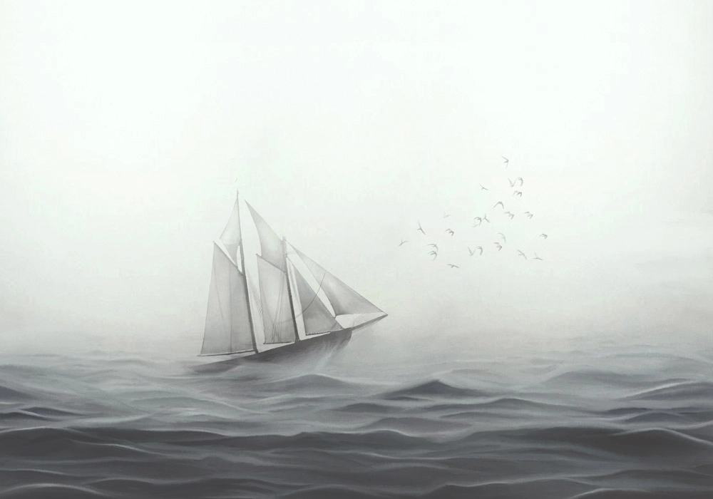 Πινακας σε καμβά SAILING SHIP IN THE FOG