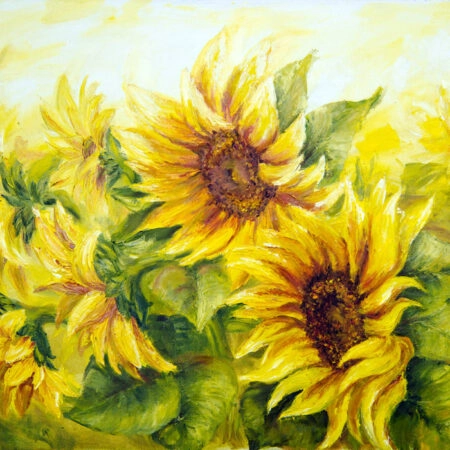 Πινακας σε καμβά SUNNY SUNFLOWERS OIL PAINTING - Ηλιανθοι Sticky 4