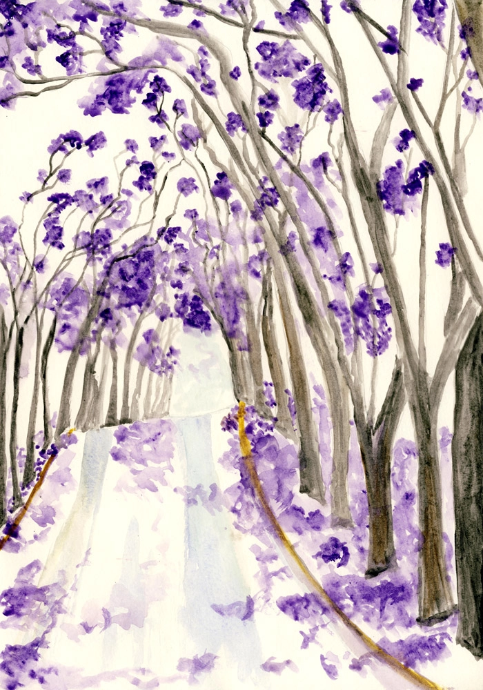 Πινακας σε καμβά TREES WITH PURPLE FLOWERS
