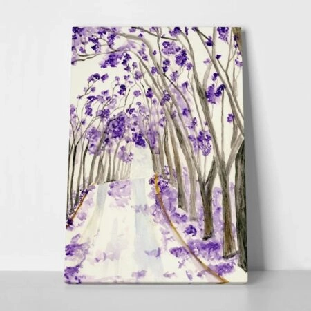 Πινακας σε καμβά TREES WITH PURPLE FLOWERS