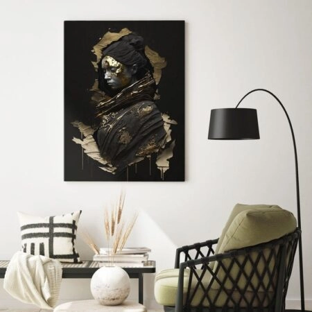 Πινακας σε καμβά WOMAN WITH GOLD PAINT