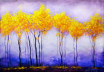 Πινακας σε καμβά YELLOW TREES IN DUSK