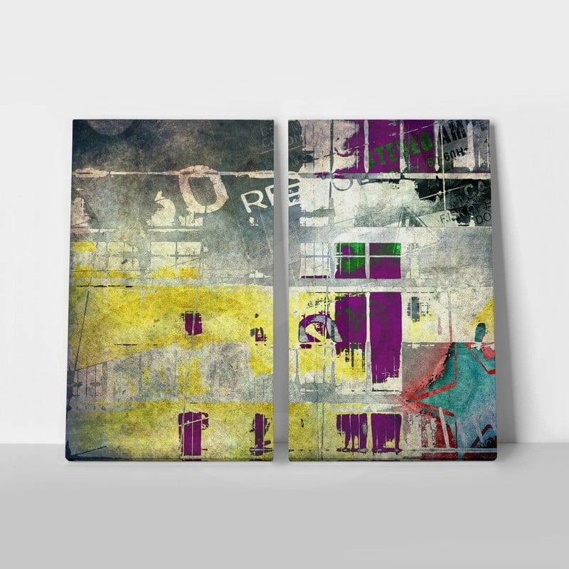 Σετ Δίπτυχος Πινακας σε καμβά ABSTRACT GRUNGE