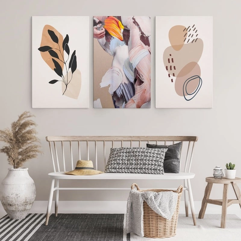 Σετ Τριπτυχος Πινακας σε καμβά BEIGE AND BLACK