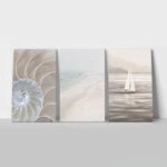 Σετ Τριπτυχος Πινακας σε καμβά BEIGE SEA LIFE