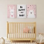 Σετ Τριπτυχος Πινακας σε καμβά BE HAPPY MY BABY