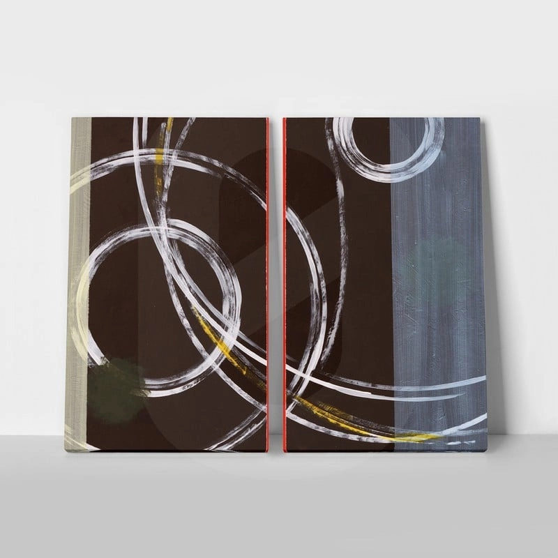 Σετ Δίπτυχος Πινακας σε καμβά CIRCLE ABSTRACT